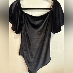 Black off the shoulder body suit